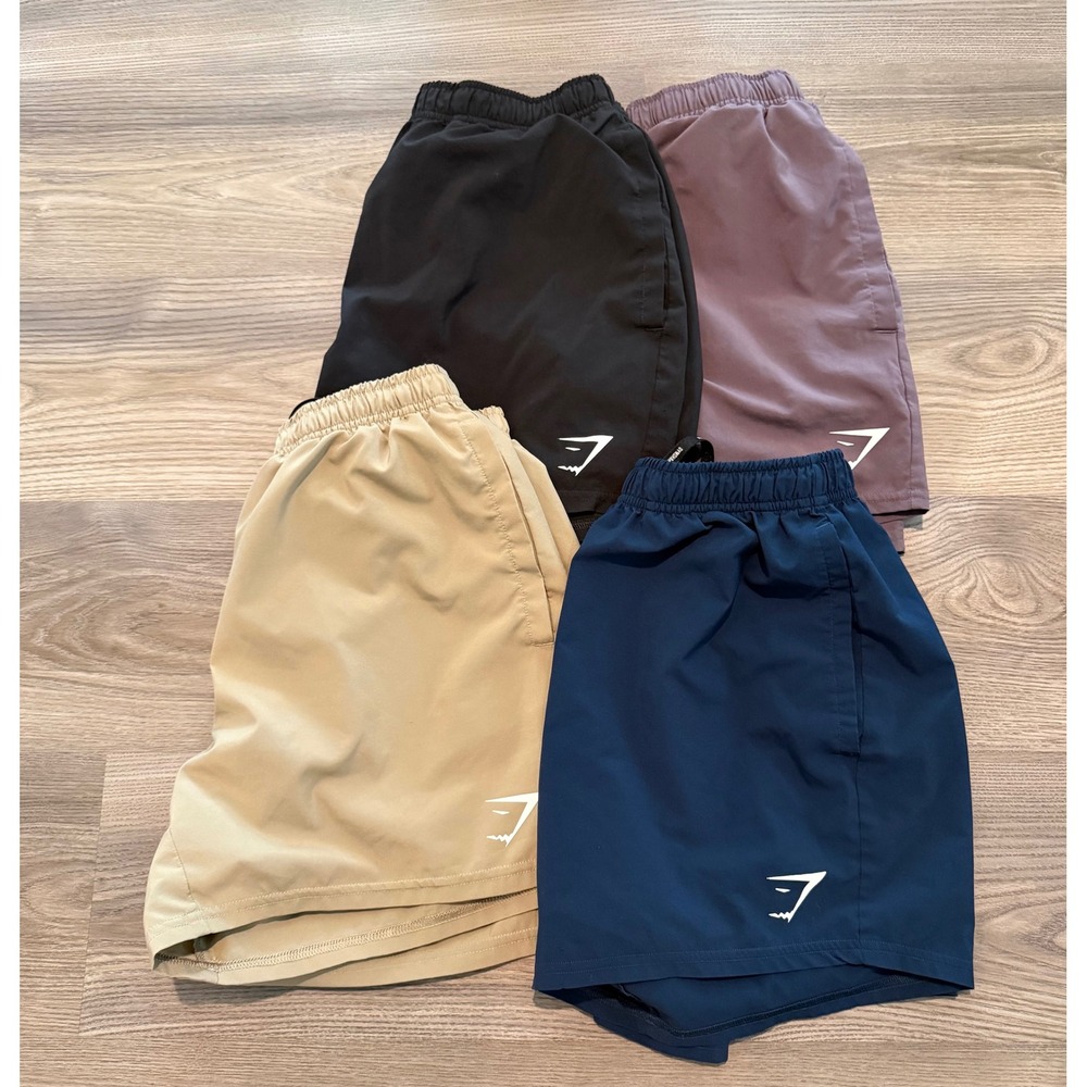 Mens Gymshark Arrival 5 Inch Shorts Bundle sz Small Black Navy Tan Mauve 4 Pack